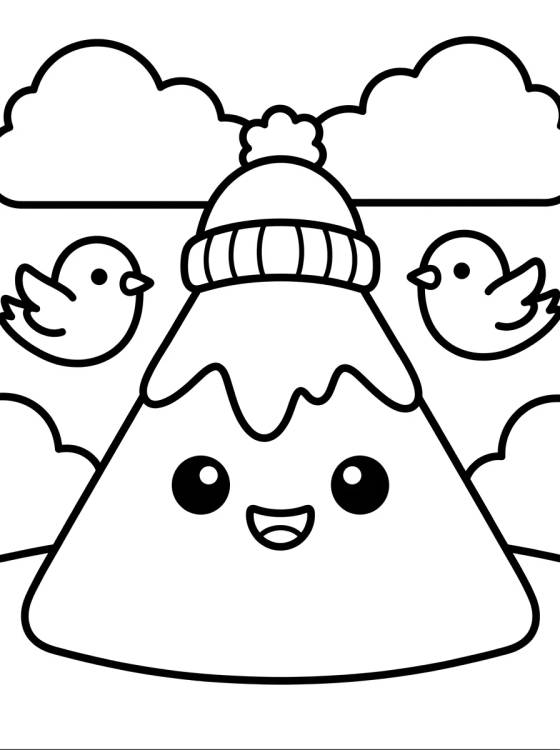Montaña Sonriente con Nieve para colorir Desenho de Montaña Sonriente con Nieve para colorir e imprimir grátis