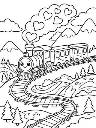 Tren de la Montaña Kawaii para colorir Desenho de Tren de la Montaña Kawaii para colorir e imprimir grátis