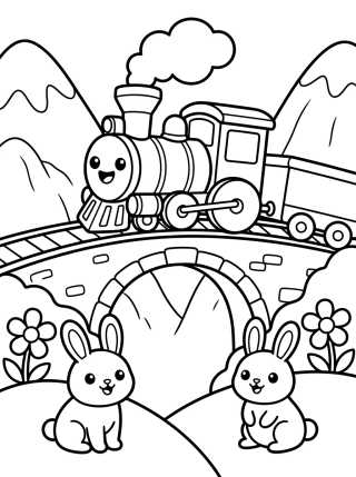 Tren Paseando por las Montañas para colorir Desenho de Tren Paseando por las Montañas para colorir e imprimir grátis