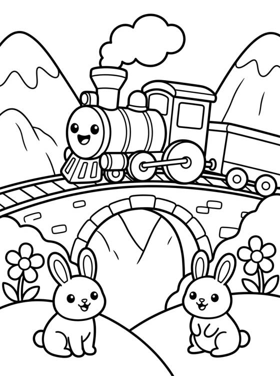 Tren Paseando por las Montañas para colorir Desenho de Tren Paseando por las Montañas para colorir e imprimir grátis