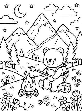 Osito Acampando en la Montaña para colorir Desenho de Osito Acampando en la Montaña para colorir e imprimir grátis