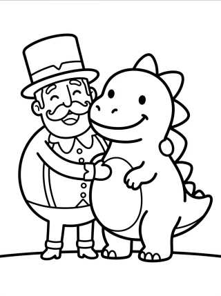 Bita Abrazando a un Dinosaurio Tierno para colorir Desenho de Bita Abrazando a un Dinosaurio Tierno para colorir e imprimir grátis