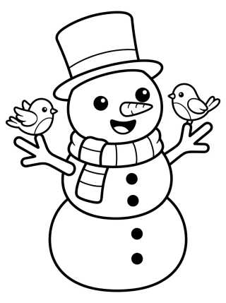 Muñeco de Nieve Alegre con Bufanda para colorir Desenho de Muñeco de Nieve Alegre con Bufanda para colorir e imprimir grátis