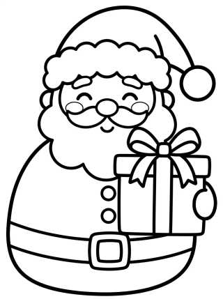 Papá Noel Kawaii con Regalo para colorir Desenho de Papá Noel Kawaii con Regalo para colorir e imprimir grátis