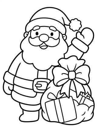 Papá Noel Kawaii con Saco de Regalos para colorir Desenho de Papá Noel Kawaii con Saco de Regalos para colorir e imprimir grátis