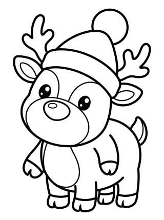 Reno de Navidad con Gorro para colorir Desenho de Reno de Navidad con Gorro para colorir e imprimir grátis