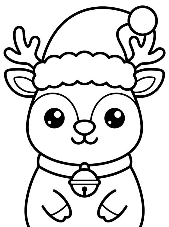 Reno de Navidad Kawaii para colorir Desenho de Reno de Navidad Kawaii para colorir e imprimir grátis