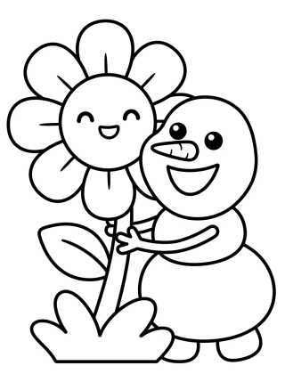 Olaf Abrazando una Flor en Verano para colorir Desenho de Olaf Abrazando una Flor en Verano para colorir e imprimir grátis