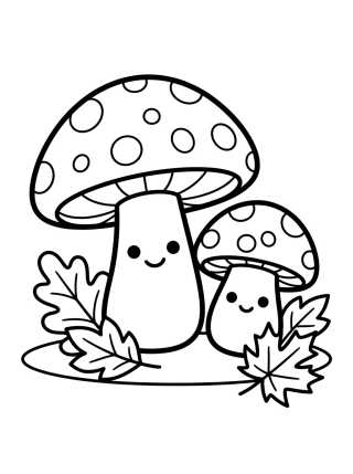 Hongos y Hojas de Otoño para colorir Desenho de Hongos y Hojas de Otoño para colorir e imprimir grátis