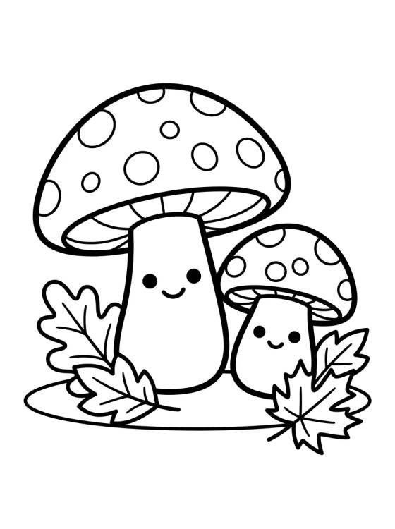 Hongos y Hojas de Otoño para colorir Desenho de Hongos y Hojas de Otoño para colorir e imprimir grátis