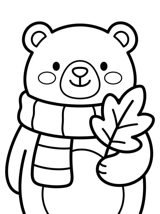 Osito con Bufanda en Otoño para colorir Desenho de Osito con Bufanda en Otoño para colorir e imprimir grátis