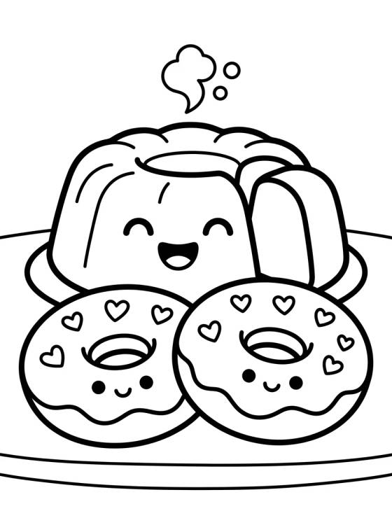 Pastel y Donas de Panadería para colorir Desenho de Pastel y Donas de Panadería para colorir e imprimir grátis