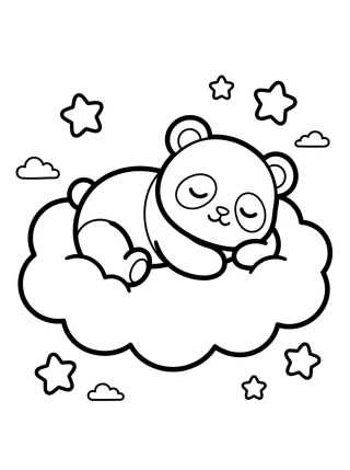 Panda Bebé Durmiendo en la Nube para colorir Desenho de Panda Bebé Durmiendo en la Nube para colorir e imprimir grátis