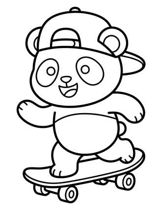 Panda Jugando con Skate para colorir Desenho de Panda Jugando con Skate para colorir e imprimir grátis