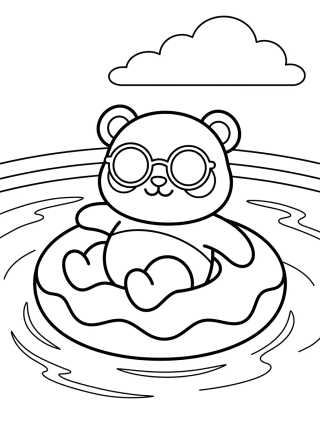 Panda Jugando en la Piscina para colorir Desenho de Panda Jugando en la Piscina para colorir e imprimir grátis