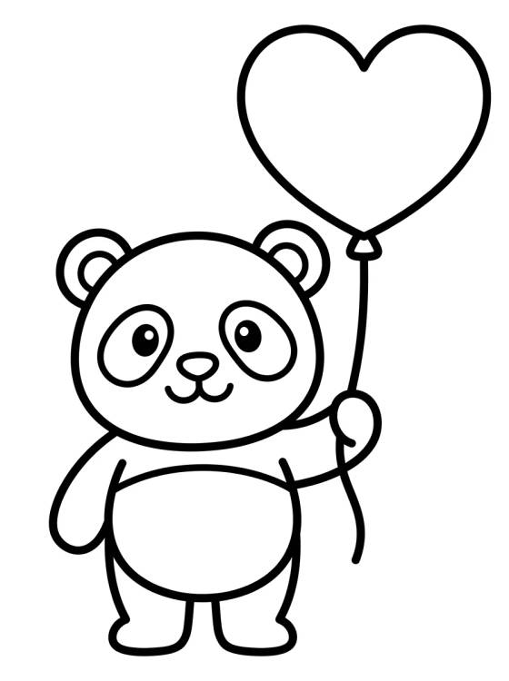 Panda con Globo de Corazón para colorir Desenho de Panda con Globo de Corazón para colorir e imprimir grátis