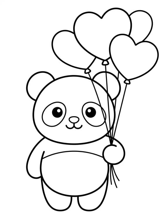 Panda con Globos de Corazón para colorir Desenho de Panda con Globos de Corazón para colorir e imprimir grátis