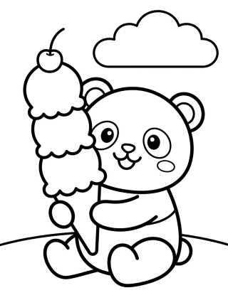 Panda con Helado para colorir Desenho de Panda con Helado para colorir e imprimir grátis
