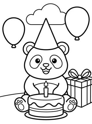 Panda en Fiesta de Cumpleaños para colorir Desenho de Panda en Fiesta de Cumpleaños para colorir e imprimir grátis