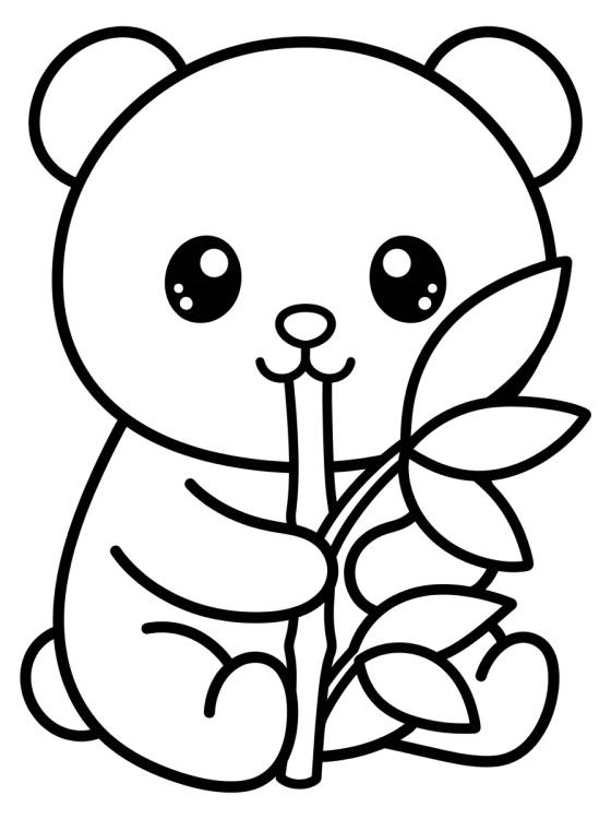 Panda Lindo Comiendo Bambú para colorir Desenho de Panda Lindo Comiendo Bambú para colorir e imprimir grátis