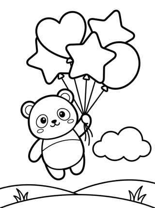 Panda Volando con Globos para colorir Desenho de Panda Volando con Globos para colorir e imprimir grátis