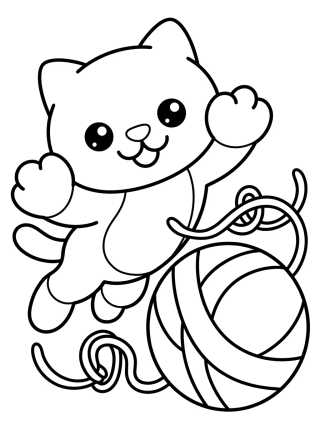 Pandy Patas Jugando con una Bola de Lana para colorir Desenho de Pandy Patas Jugando con una Bola de Lana para colorir e imprimir grátis