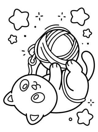 Pandy Gato Jugando con Ovillo de Lana para colorir Desenho de Pandy Gato Jugando con Ovillo de Lana para colorir e imprimir grátis