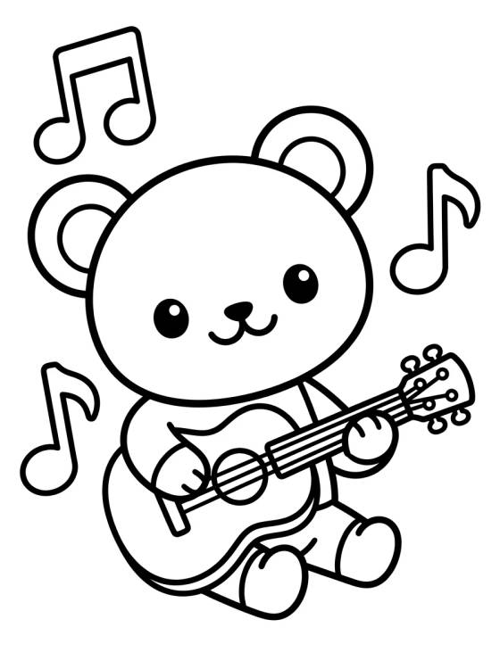 Pandy Gato Tocando la Guitarra para colorir Desenho de Pandy Gato Tocando la Guitarra para colorir e imprimir grátis