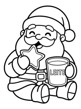 Papá Noel Comiendo Galleta con Leche para colorir Desenho de Papá Noel Comiendo Galleta con Leche para colorir e imprimir grátis