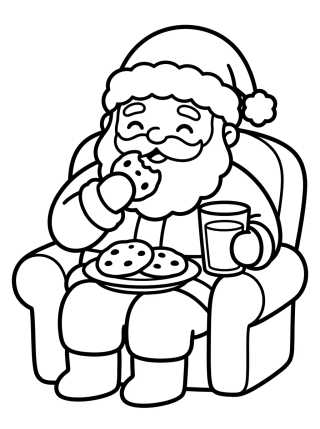 Papá Noel Comiendo Galletas para colorir Desenho de Papá Noel Comiendo Galletas para colorir e imprimir grátis