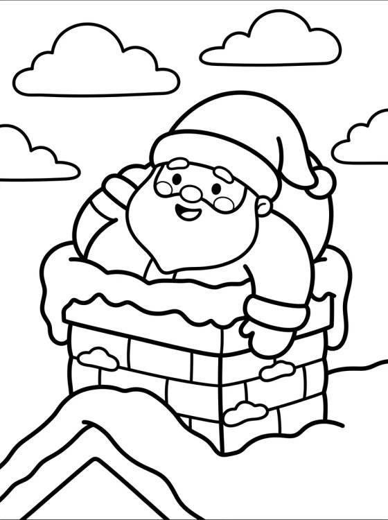 Papá Noel en la Chimenea para colorir Desenho de Papá Noel en la Chimenea para colorir e imprimir grátis
