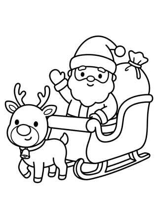 Papá Noel en el Trineo con Reno para colorir Desenho de Papá Noel en el Trineo con Reno para colorir e imprimir grátis