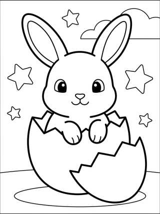 Bebé Conejito Saliendo del Huevo de Pascua para colorir Desenho de Bebé Conejito Saliendo del Huevo de Pascua para colorir e imprimir grátis