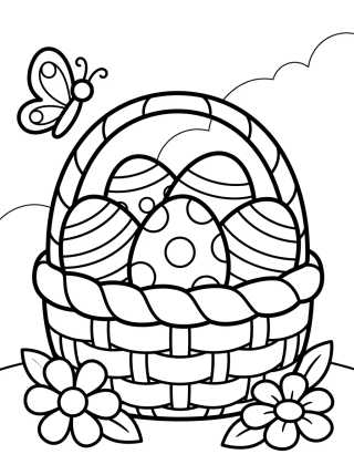 Canasta de Huevos de Pascua Decorados para colorir Desenho de Canasta de Huevos de Pascua Decorados para colorir e imprimir grátis