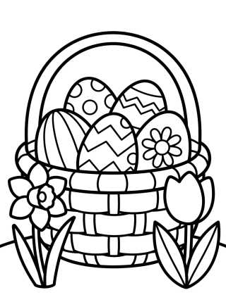Canasta de Huevos de Pascua Decorados para colorir Desenho de Canasta de Huevos de Pascua Decorados para colorir e imprimir grátis
