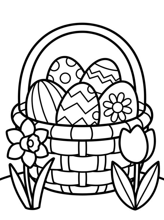 Canasta de Huevos de Pascua Decorados para colorir Desenho de Canasta de Huevos de Pascua Decorados para colorir e imprimir grátis