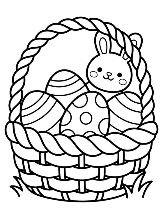 Canasta de Huevos de Pascua Decorados para colorir Desenho de Canasta de Huevos de Pascua Decorados para colorir e imprimir grátis