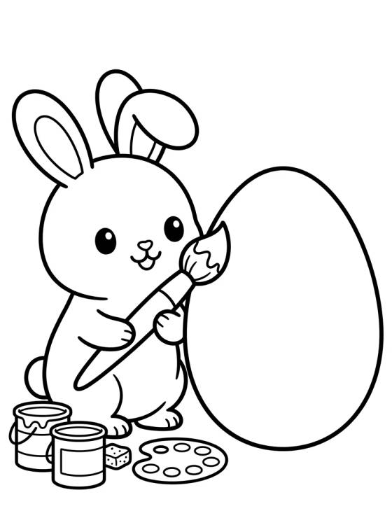 Conejita Pintando Huevo de Pascua para colorir Desenho de Conejita Pintando Huevo de Pascua para colorir e imprimir grátis