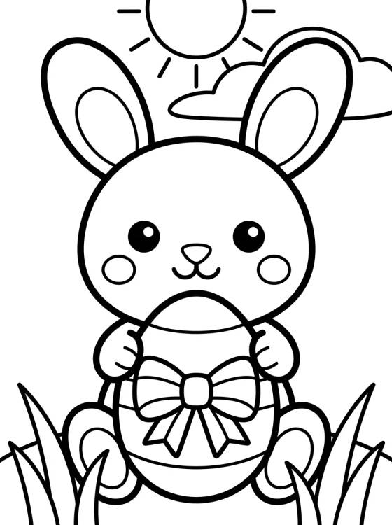 Conejito con Huevo de Pascua para colorir Desenho de Conejito con Huevo de Pascua para colorir e imprimir grátis