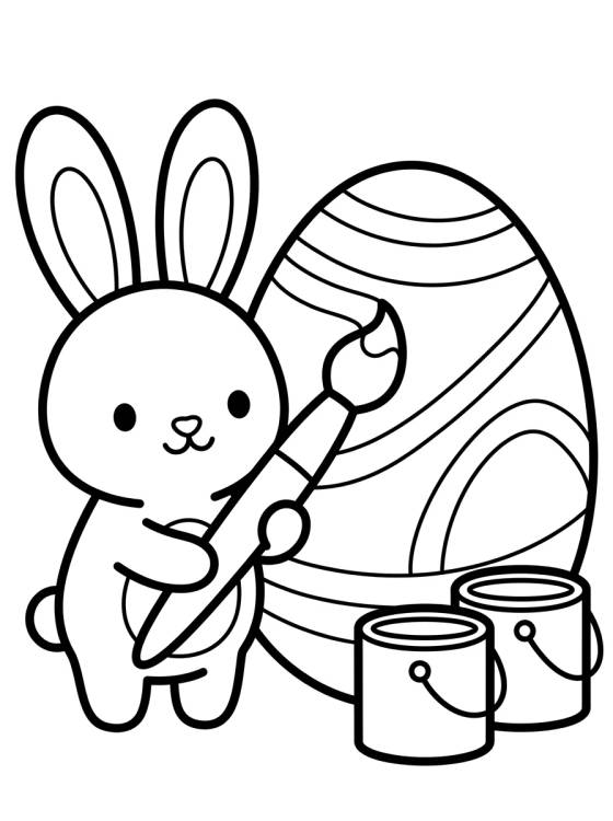Conejito Pintor de Pascua para colorir Desenho de Conejito Pintor de Pascua para colorir e imprimir grátis