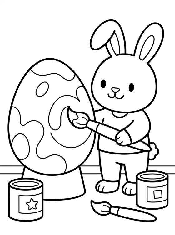 Conejo Pintando Huevo de Pascua para colorir Desenho de Conejo Pintando Huevo de Pascua para colorir e imprimir grátis