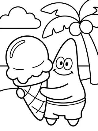 Patricio Estrella con Helado para colorir Desenho de Patricio Estrella con Helado para colorir e imprimir grátis