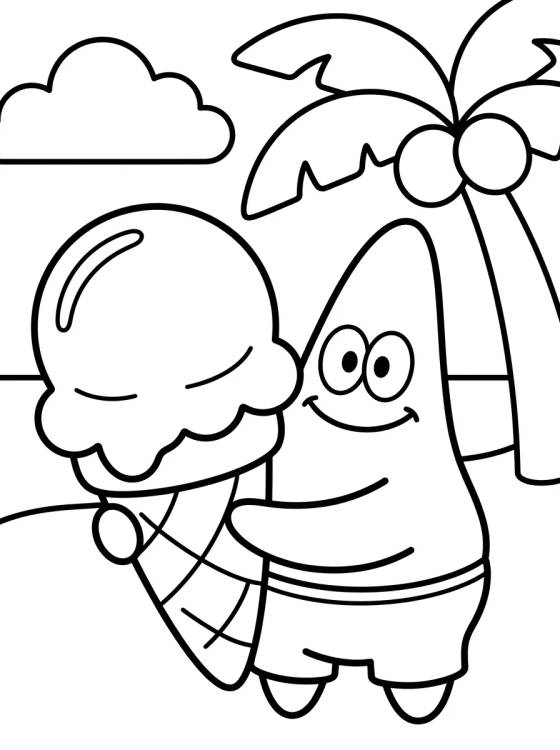 Patricio Estrella con Helado para colorir Desenho de Patricio Estrella con Helado para colorir e imprimir grátis