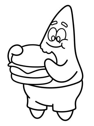 Patricio Estrella Comiendo una Burger Cangreburguer para colorir Desenho de Patricio Estrella Comiendo una Burger Cangreburguer para colorir e imprimir grátis