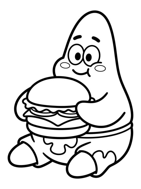 Patricio Estrella Comiendo una Cangreburguer para colorir Desenho de Patricio Estrella Comiendo una Cangreburguer para colorir e imprimir grátis