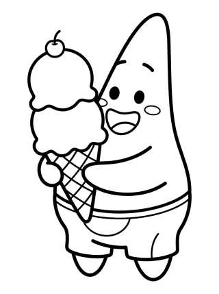 Patricio Estrella Comiendo Helado para colorir Desenho de Patricio Estrella Comiendo Helado para colorir e imprimir grátis