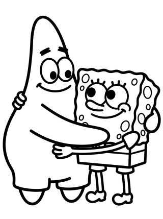Patricio Estrella y Bob Esponja Abrazados para colorir Desenho de Patricio Estrella y Bob Esponja Abrazados para colorir e imprimir grátis