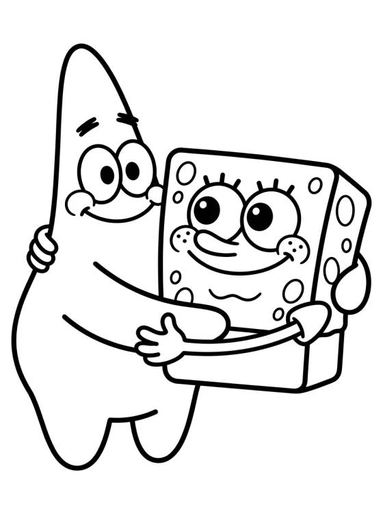 Patricio Estrella y Bob Esponja Abrazados para colorir Desenho de Patricio Estrella y Bob Esponja Abrazados para colorir e imprimir grátis