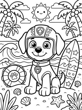 Zuma en la Playa para colorir Desenho de Zuma en la Playa para colorir e imprimir grátis