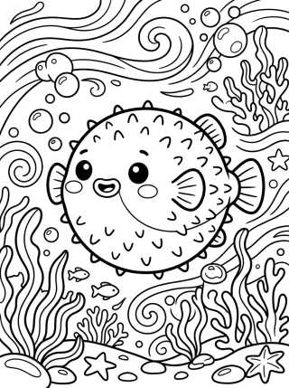 Pez Globo Redondito para colorir Desenho de Pez Globo Redondito para colorir e imprimir grátis